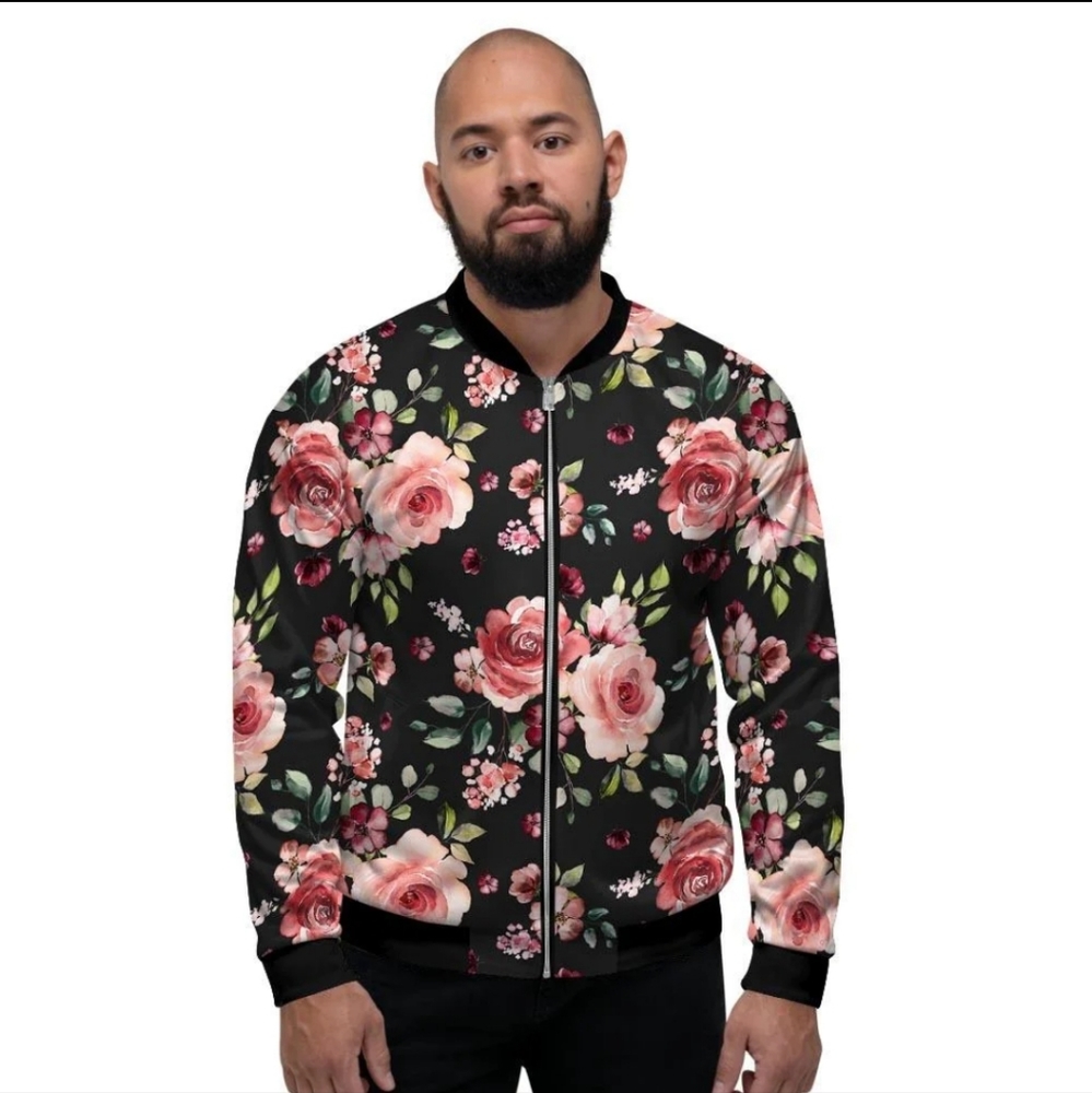 Black rose Men bomber jacket